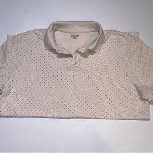 Old Navy Men's Polo Shirt in Cream with Black Dots